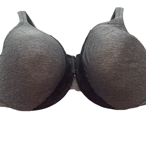Cacique Lightly Lined Full Coverage Bra Gray With Black Lace 48G